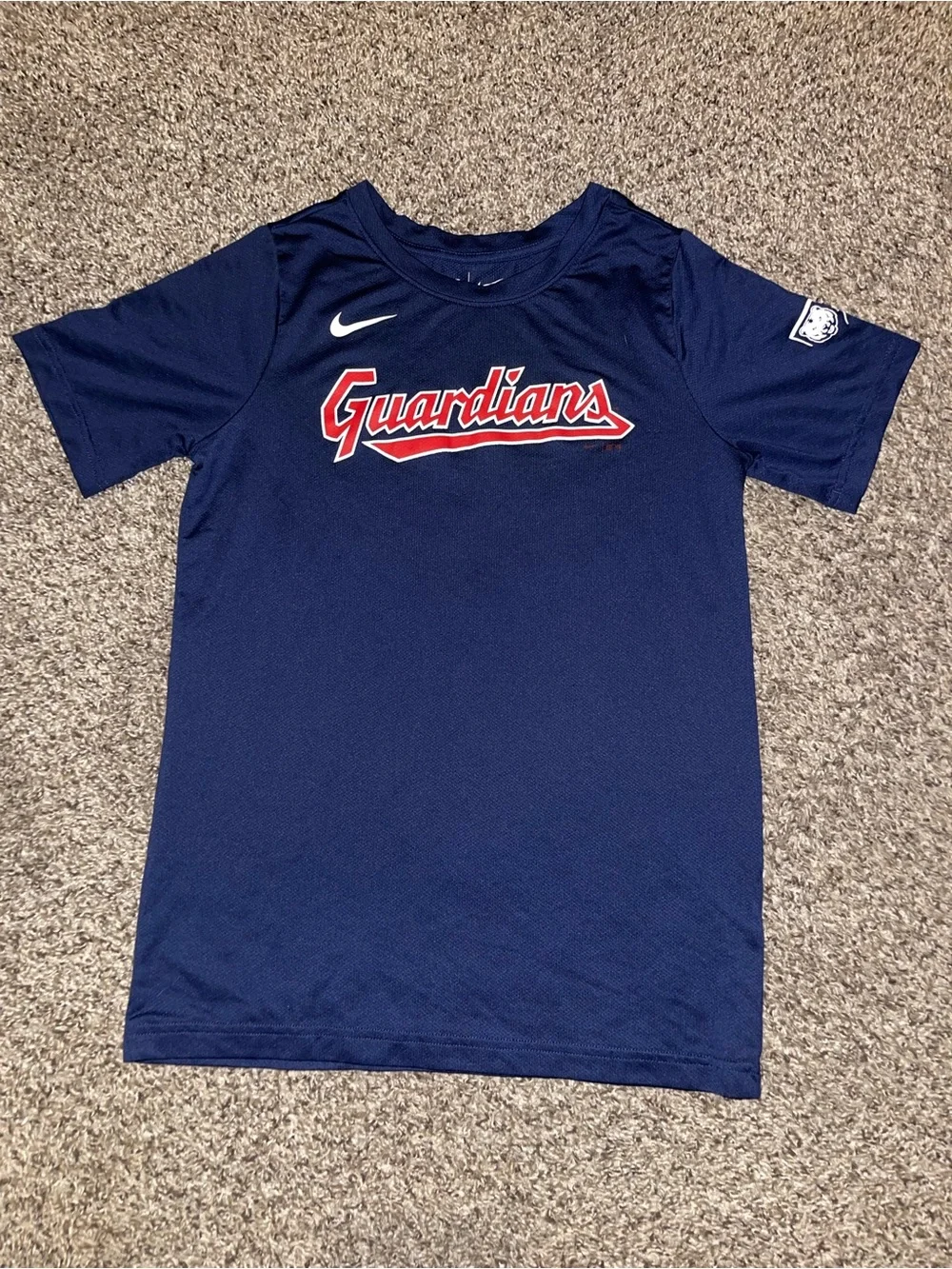 Nike Boys Navy Blue Guardians Graphic Tee with Red Logo